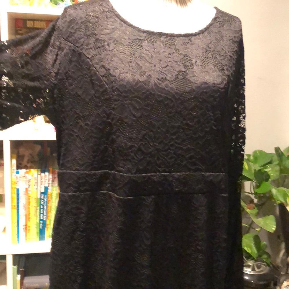 Black Lace Bell Sleeve Dress - Picture 4 of 13